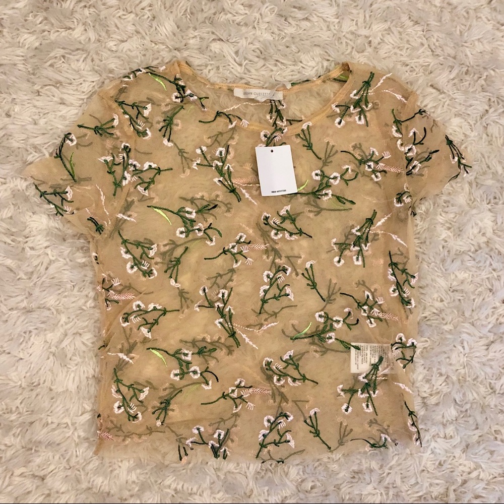 Urban outfitters floral mesh crop top
